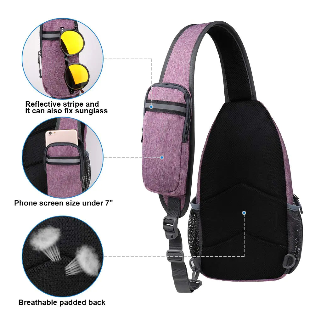 Travel Hiking Chest Bag Daypack Purple