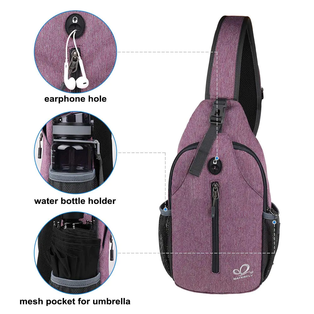 Travel Hiking Chest Bag Daypack Purple